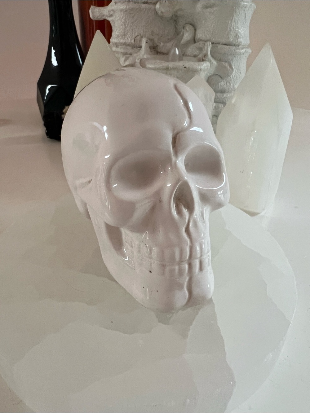 White glossy ceramic skull